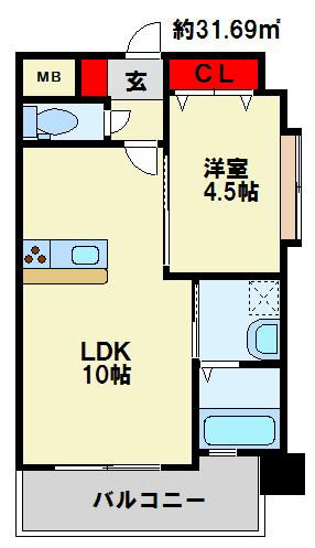 アンテス上到津 7階 1LDK 賃貸物件詳細