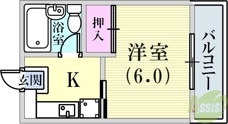 兵庫県神戸市兵庫区松原通３ 兵庫駅 1K マンション 賃貸物件詳細