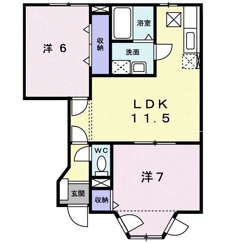 グラディオＤ 1階 2LDK 賃貸物件詳細