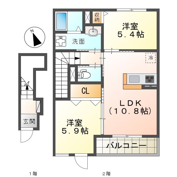 ＳＴＥＬＬＡ　Ｂ 2階 2LDK 賃貸物件詳細
