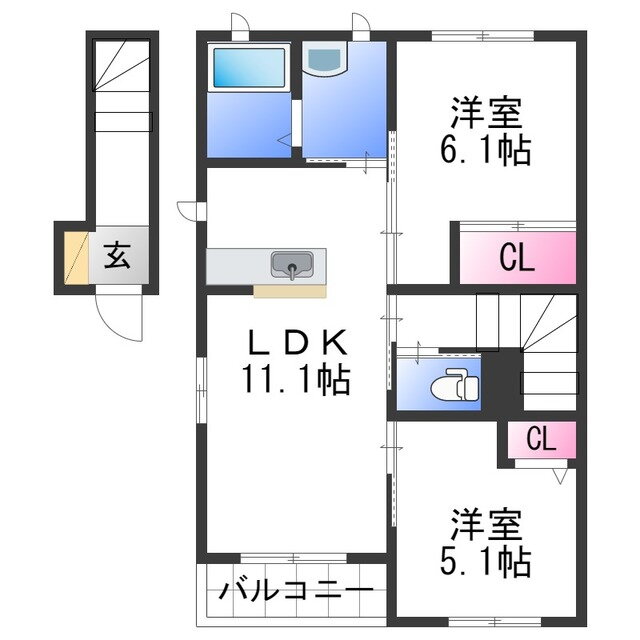 和歌山県和歌山市新在家 紀伊中ノ島駅 2LDK アパート 賃貸物件詳細