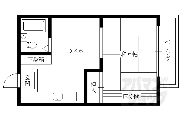 コーポ神山 2階 1DK 賃貸物件詳細