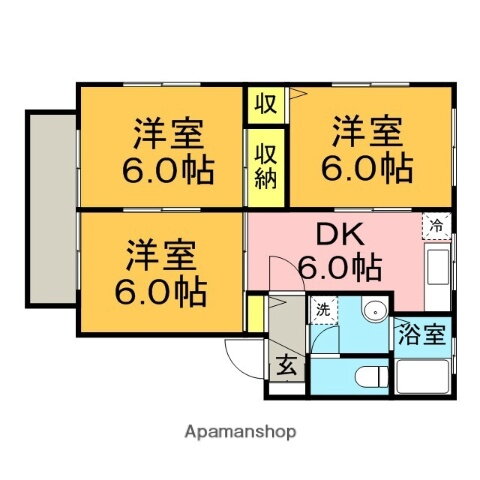 福岡県久留米市小森野３ 宮の陣駅 3DK アパート 賃貸物件詳細