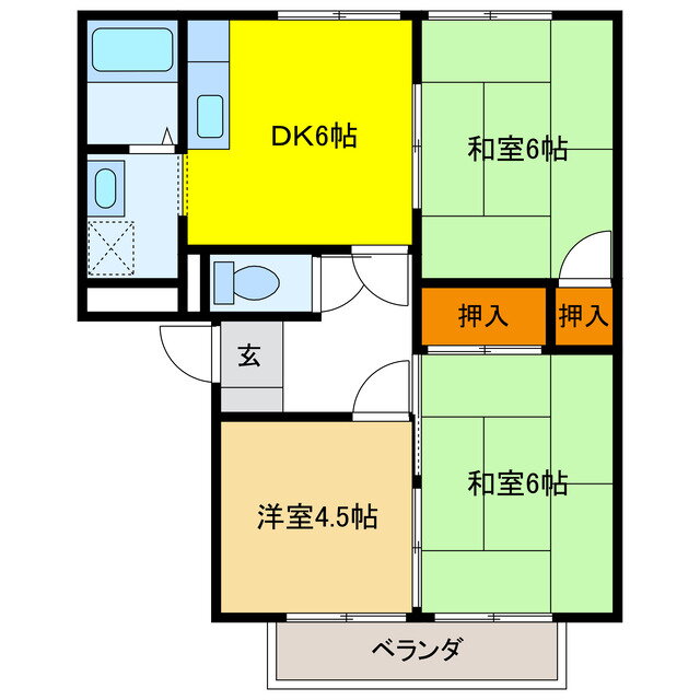 岐阜県羽島郡岐南町八剣北２ 細畑駅 3DK アパート 賃貸物件詳細