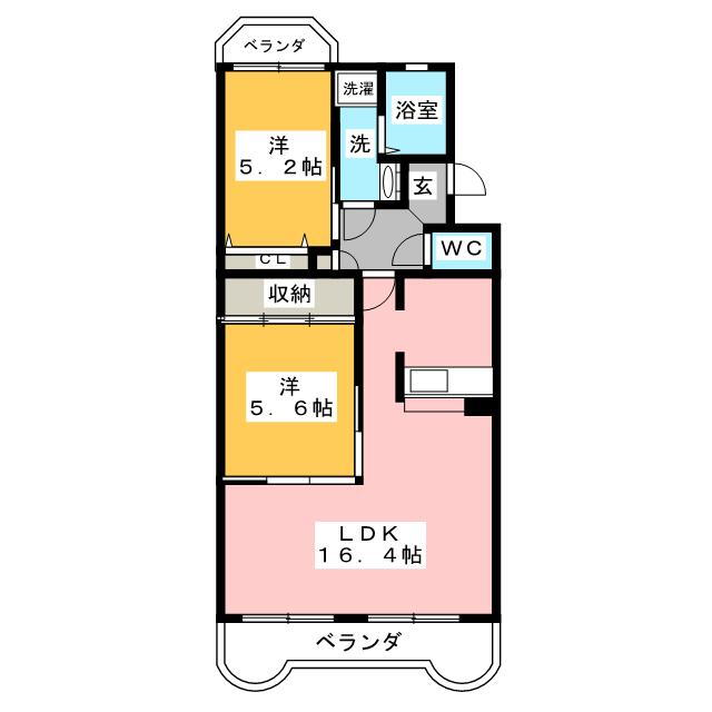 ベルセゾンＩＩ 2階 2LDK 賃貸物件詳細