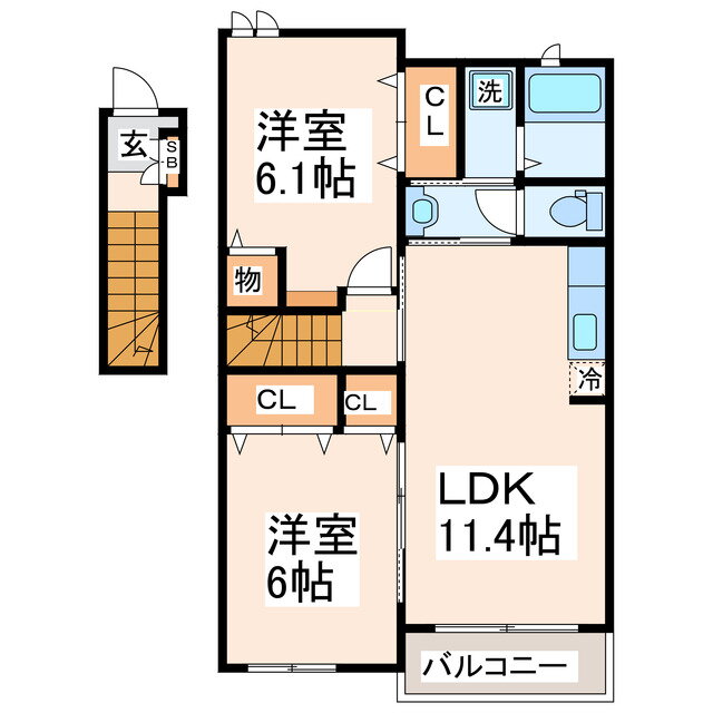 熊本県宇城市小川町江頭 小川駅 2LDK アパート 賃貸物件詳細