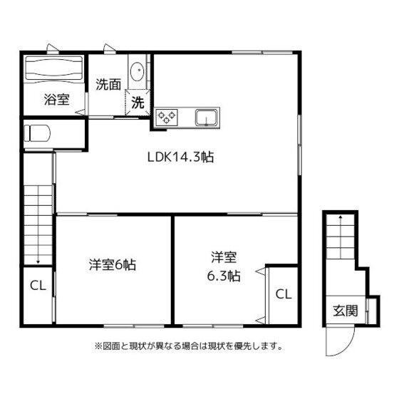 富山県富山市高屋敷 大泉駅 2LDK アパート 賃貸物件詳細