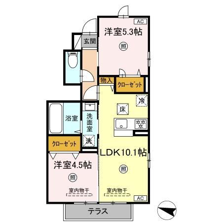 プレジール 1階 2LDK 賃貸物件詳細
