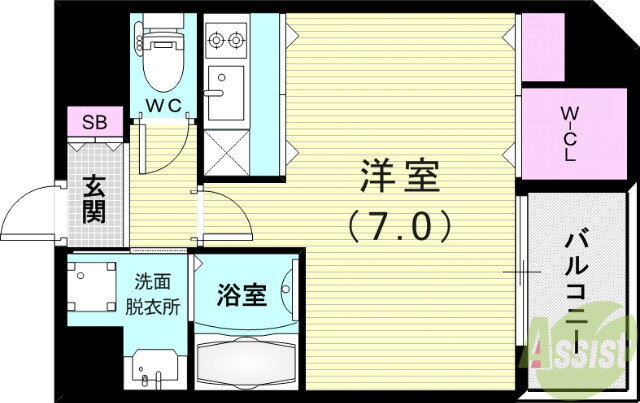 兵庫県神戸市兵庫区福原町 神戸駅 ワンルーム マンション 賃貸物件詳細