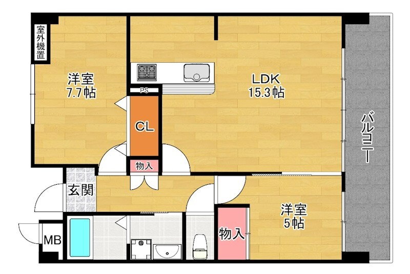 ラ・ヴェール 3階 2LDK 賃貸物件詳細