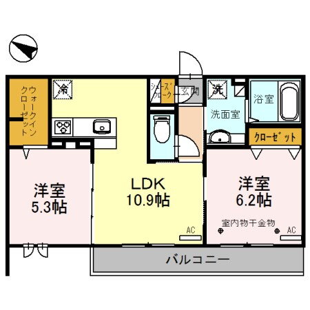 埼玉県越谷市レイクタウン９ 越谷レイクタウン駅 2LDK アパート 賃貸物件詳細