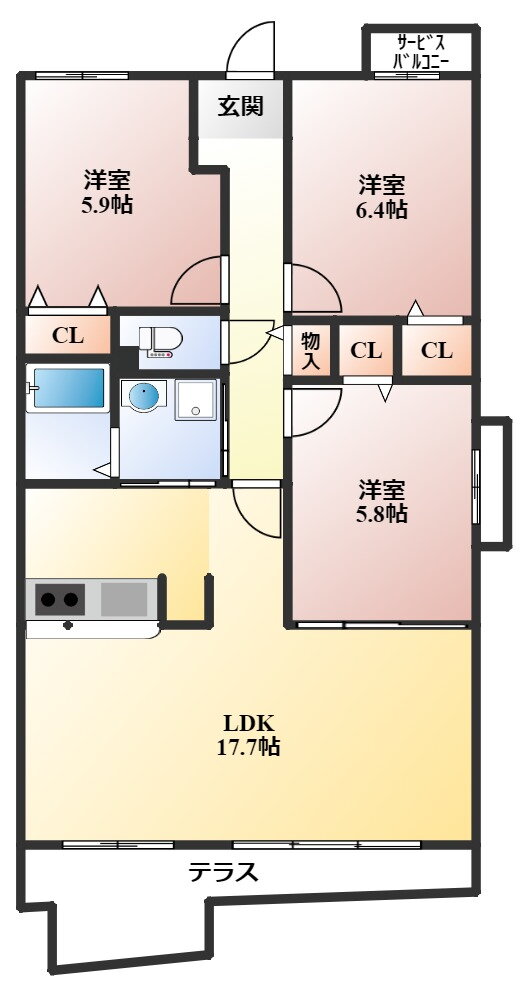 大阪府豊中市熊野町３ 桃山台駅 3LDK マンション 賃貸物件詳細