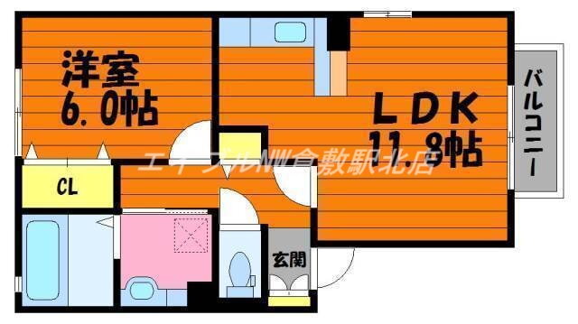 岡山県倉敷市新田 倉敷駅 1LDK アパート 賃貸物件詳細