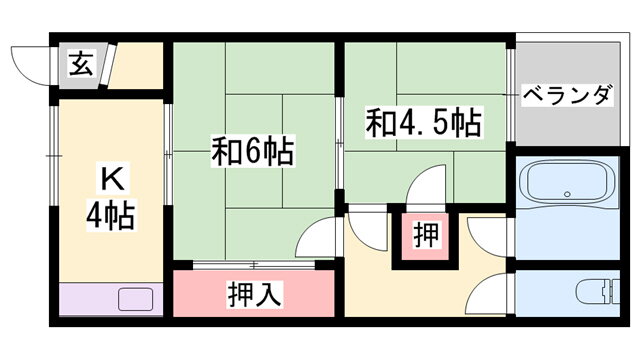 兵庫県姫路市八代東光寺町 野里駅 2K アパート 賃貸物件詳細
