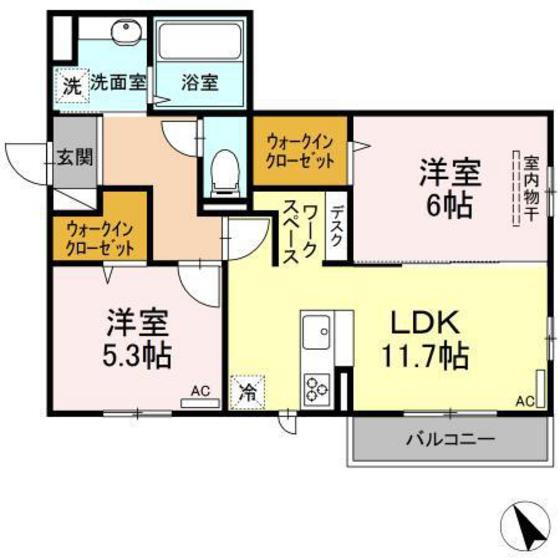 ルミエール船越 2階 2LDK 賃貸物件詳細