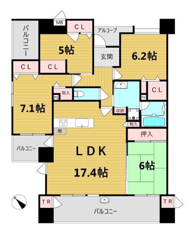 サンリヤン花畑２ 13階 3SLDK 賃貸物件詳細