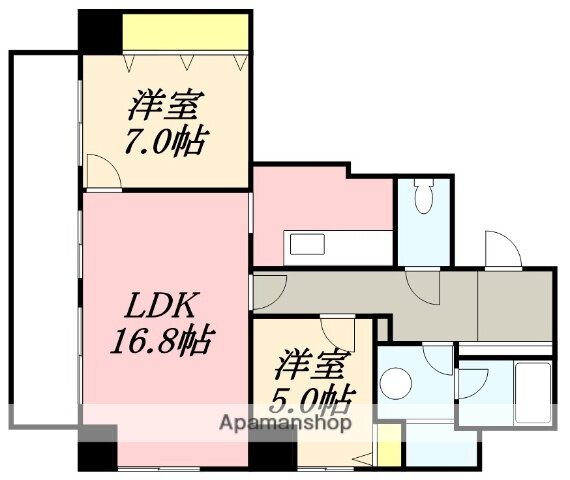 北海道函館市梁川町 五稜郭公園前駅 2LDK マンション 賃貸物件詳細