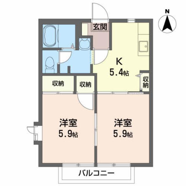 パセオ国広 2階 2K 賃貸物件詳細