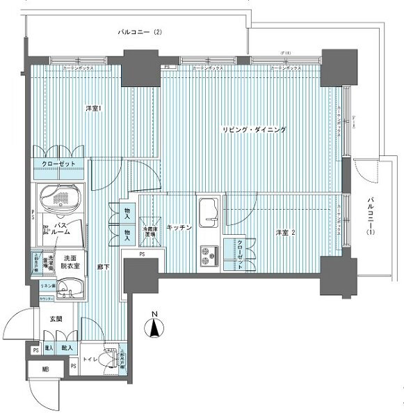 東京都渋谷区代々木４ 初台駅 2LDK マンション 賃貸物件詳細