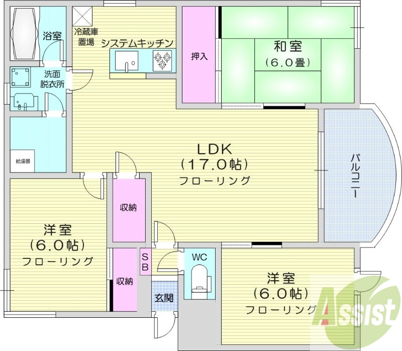 北海道札幌市北区北三十六条西３ 北３４条駅 3LDK マンション 賃貸物件詳細
