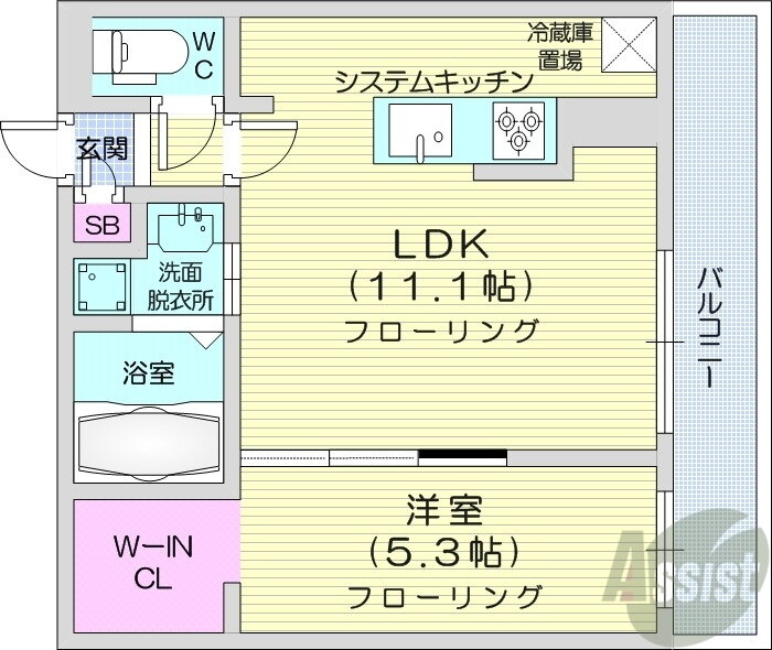 仮）Ｎ２７Ｗ３ＭＳ 5階 1LDK 賃貸物件詳細