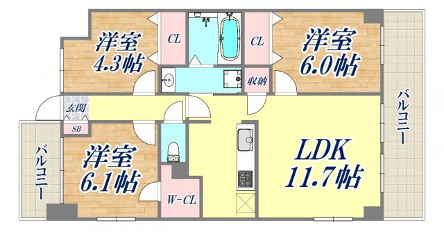 兵庫県神戸市兵庫区中道通１ 新開地駅 3LDK マンション 賃貸物件詳細
