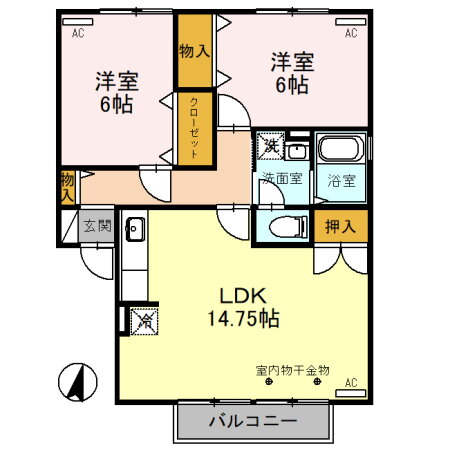 富山県富山市上袋 朝菜町駅 2LDK アパート 賃貸物件詳細