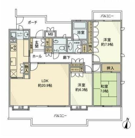 東急ドエル・ステージ２１磯子Ｃ棟 2階 3LDK 賃貸物件詳細