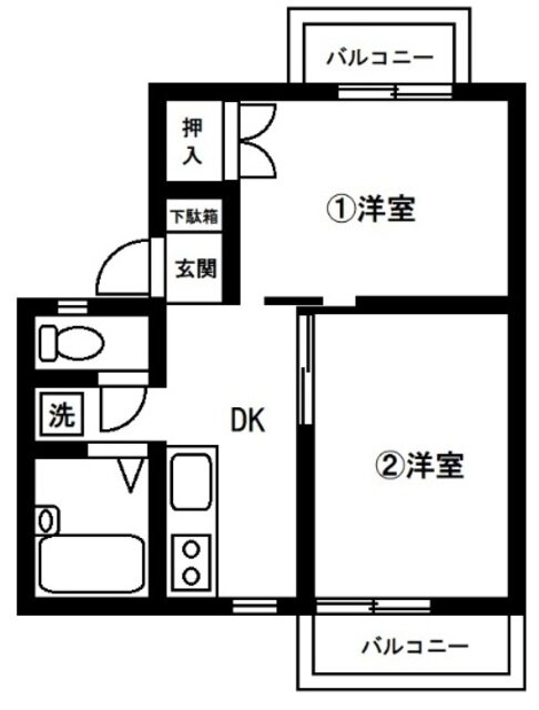 グランドール 1階 2DK 賃貸物件詳細