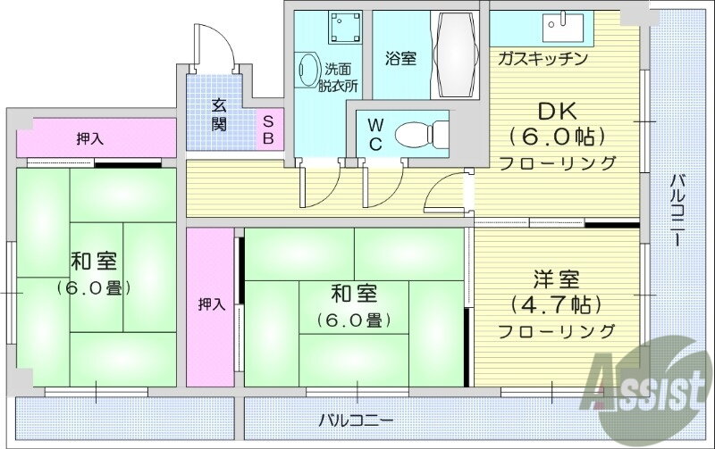 ツインヒルズＡ舘 4階 3DK 賃貸物件詳細