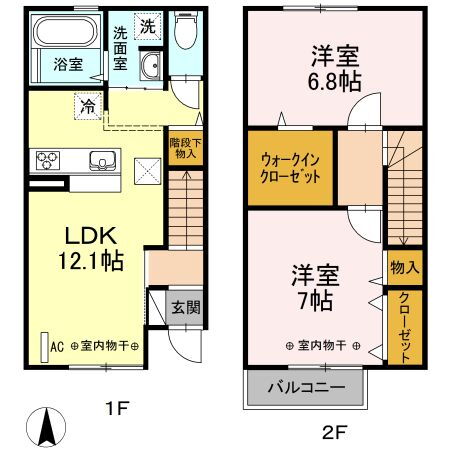 福島県福島市南矢野目字戸ノ内 卸町駅 2LDK アパート 賃貸物件詳細