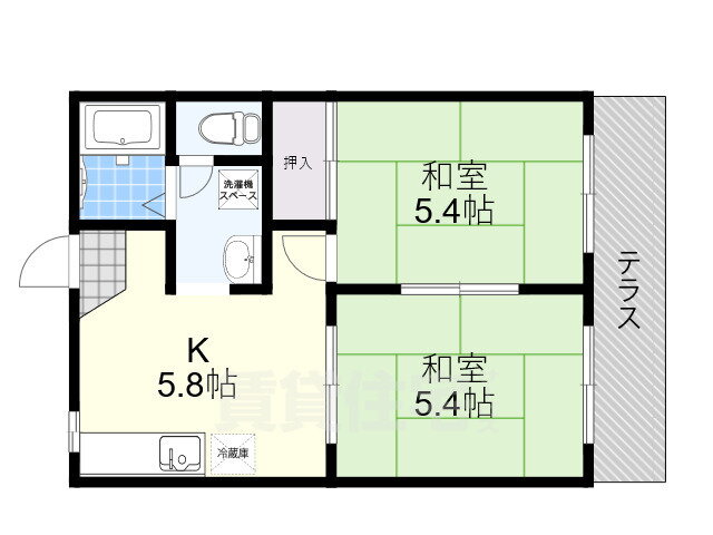 奈良県奈良市菅原町 大和西大寺駅 2K アパート 賃貸物件詳細