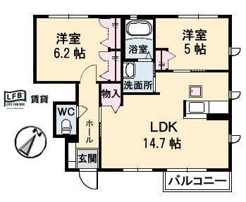 山口県周南市大字栗屋 櫛ケ浜駅 2LDK アパート 賃貸物件詳細