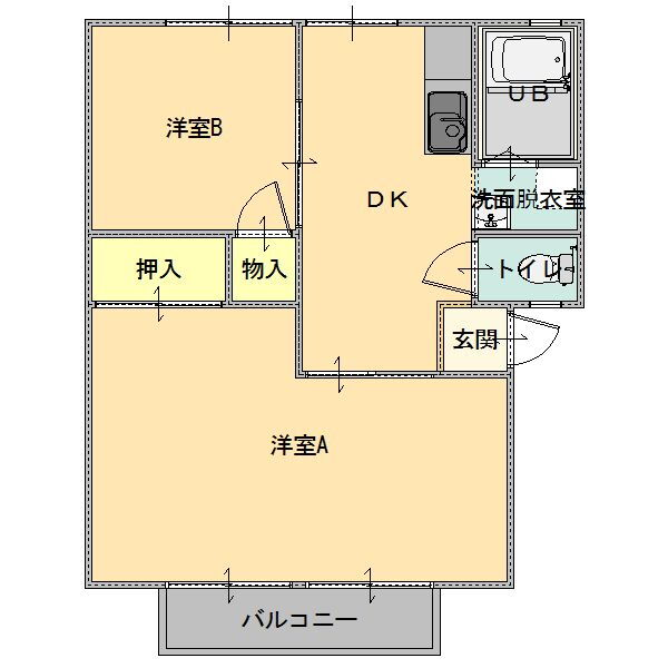 Ｃｒｅｓｔ　　Ｃｏｕｒｔ 2階 2DK 賃貸物件詳細