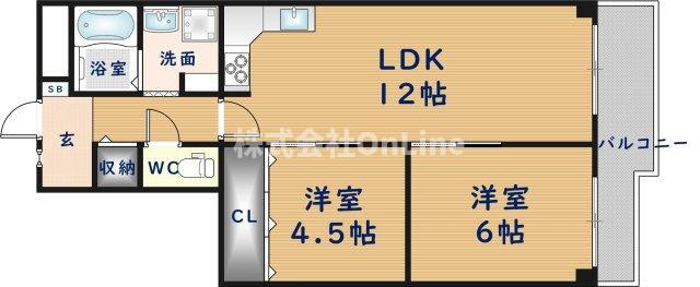 エクセレンス山本 5階 2LDK 賃貸物件詳細