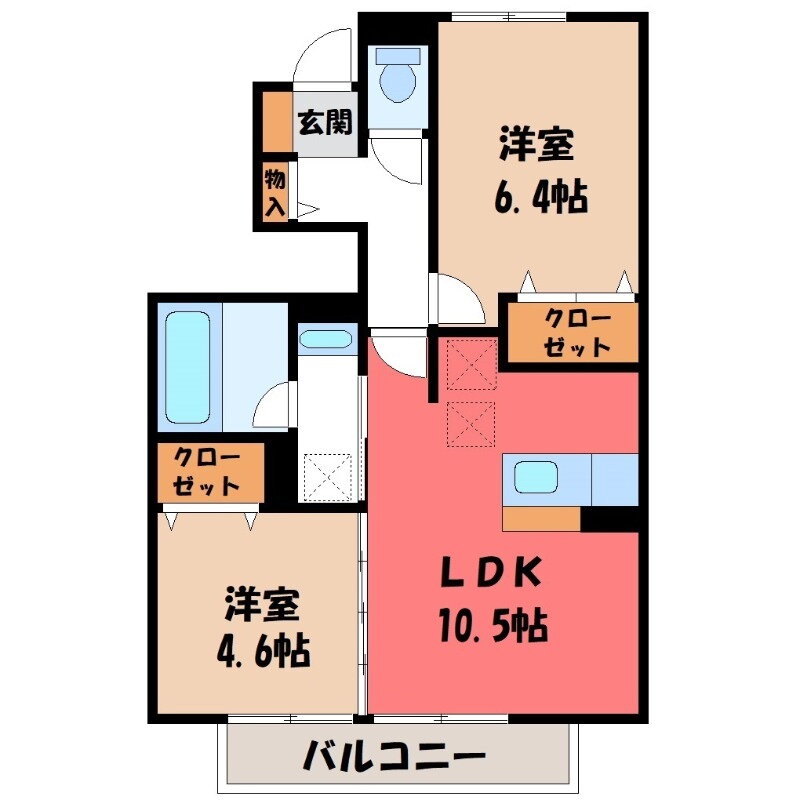 茨城県古河市大山 栗橋駅 2LDK アパート 賃貸物件詳細