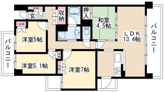 東山公園レジデンス 2階 4LDK 賃貸物件詳細