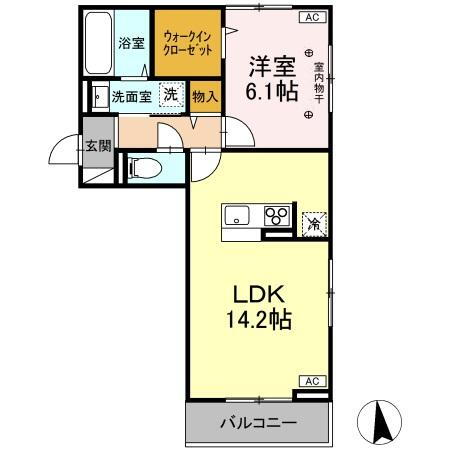 Ｄ－ＲＯＯＭ南二番町　Ａ 2階 1LDK 賃貸物件詳細