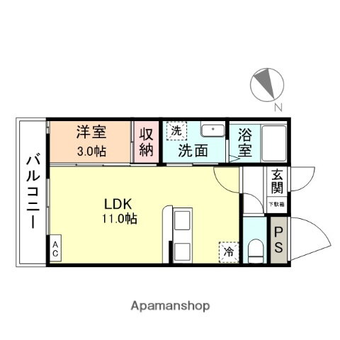 富山県富山市粟島町３ 越中中島駅 1LDK アパート 賃貸物件詳細