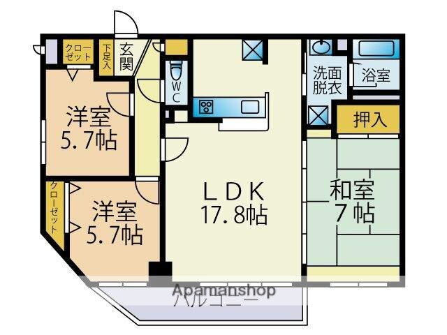 福岡県福岡市中央区平尾５ 西鉄平尾駅 3LDK マンション 賃貸物件詳細