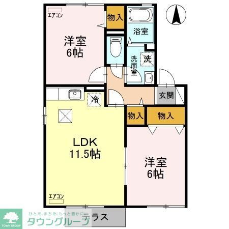 サンライズ　Ｄ 1階 2LDK 賃貸物件詳細