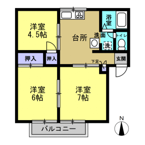 エスポワール鮎川・Ａ 2階 3DK 賃貸物件詳細