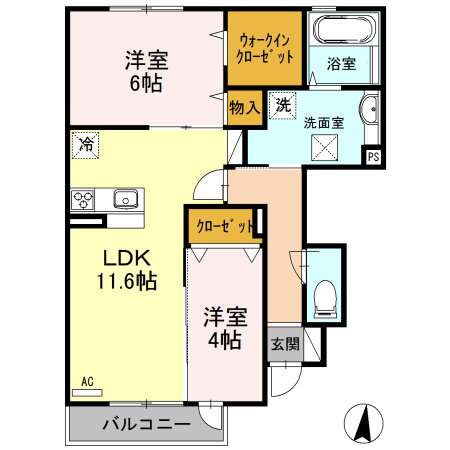 カーサ高善Ｄ棟 1階 2LDK 賃貸物件詳細