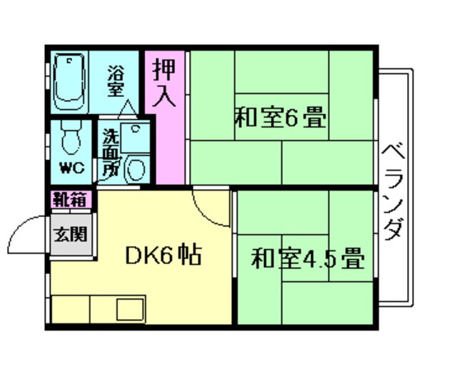 グリーンみのおＢ棟 2階 2DK 賃貸物件詳細