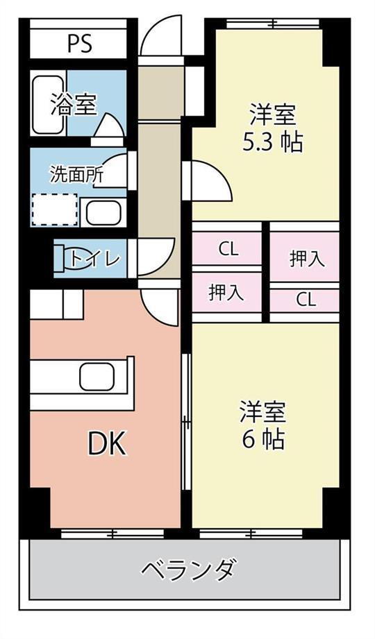 シャンテメゾン安田 6階 2DK 賃貸物件詳細