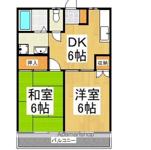 メゾンソレイユ 2階 2DK 賃貸物件詳細