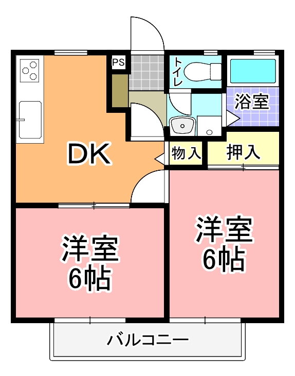 茨城県ひたちなか市大字市毛 勝田駅 2DK アパート 賃貸物件詳細