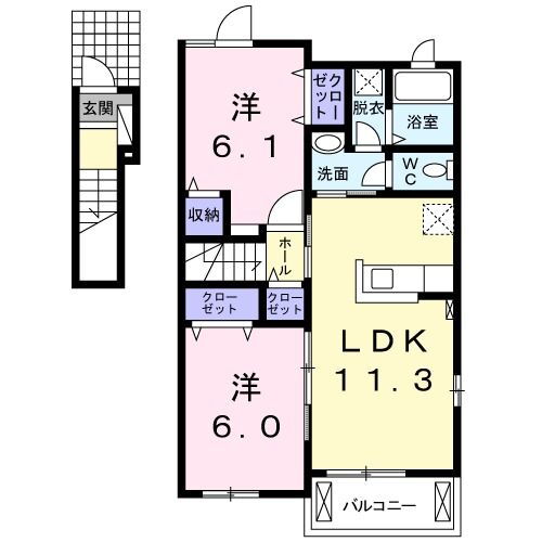 グローリー戸島ＩＩ 2階 2LDK 賃貸物件詳細