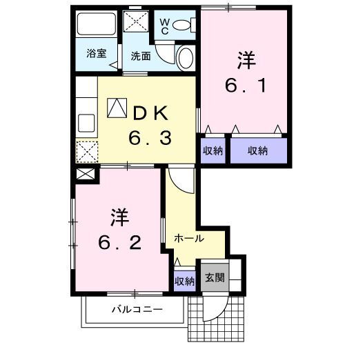 ヴェルレージュ 1階 2DK 賃貸物件詳細