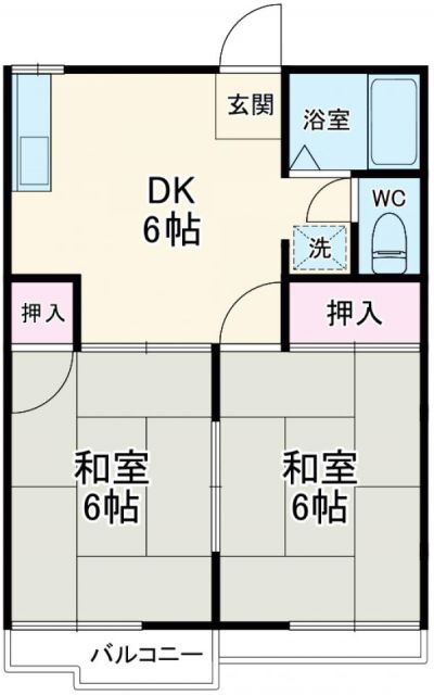 パールハイツＢ棟 2階 2DK 賃貸物件詳細